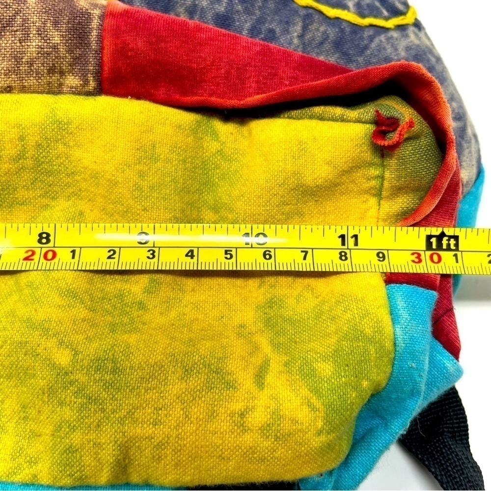 Boho Multicolor Backpack Drawstring & Button Closure Adjustable Straps - Picture 9 of 10